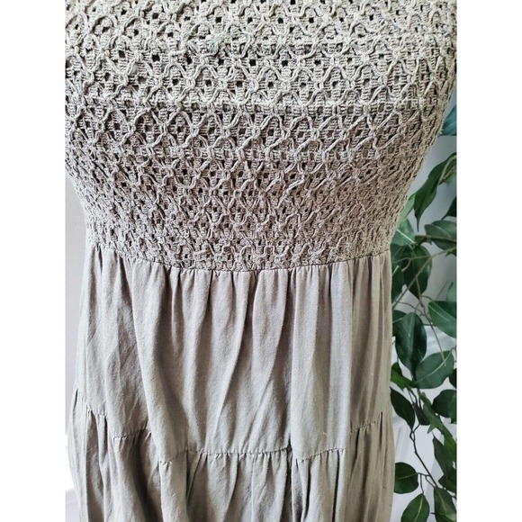 Mudd Women's Solid Brown 100% Cotton Off the Shoulder Long Maxi Dress Size Small - Picture 3 of 11